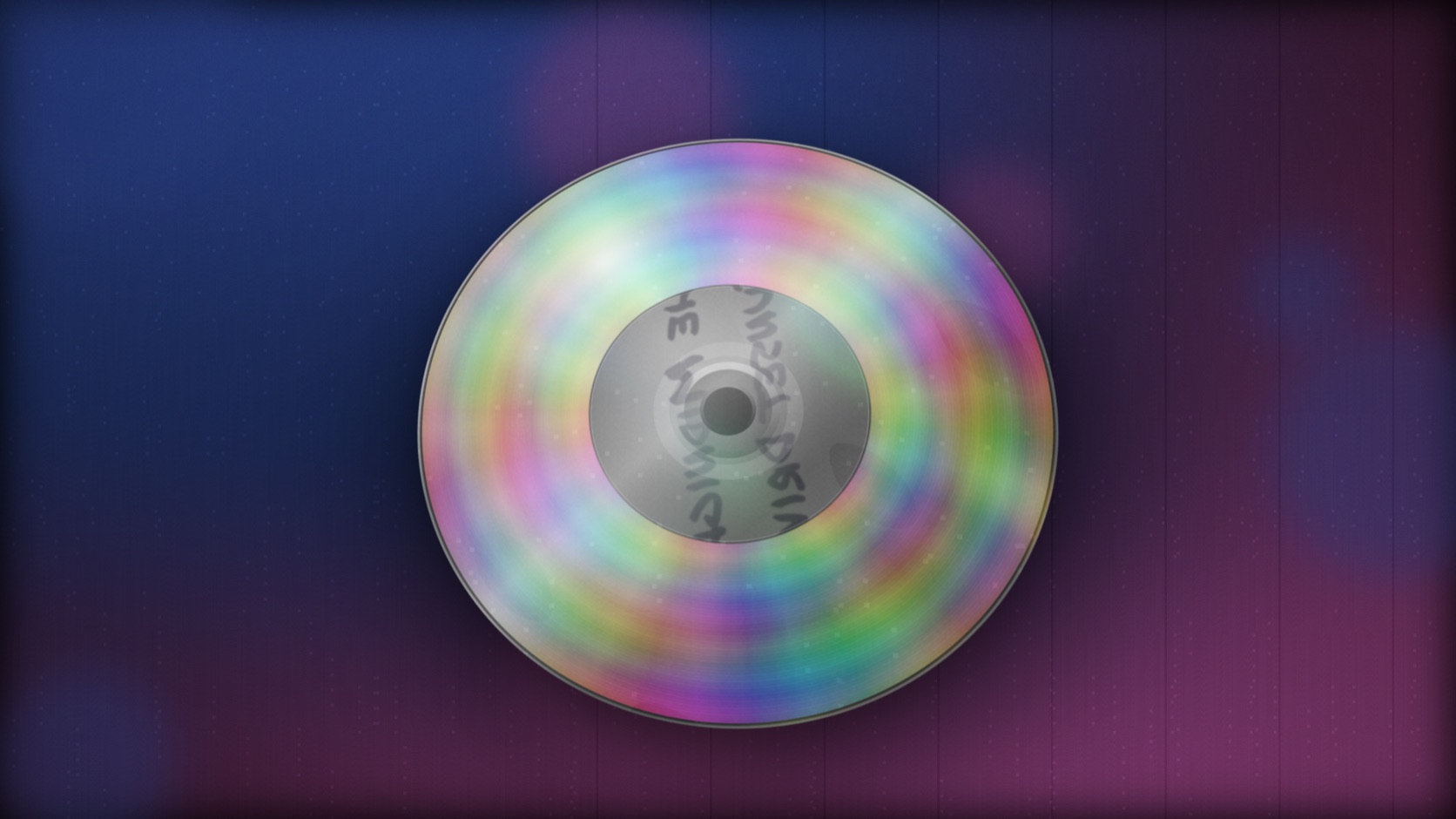 Theatrium’s new Compact Disc visualiser: a 3D iridescent CD spinning with a handwritten label
