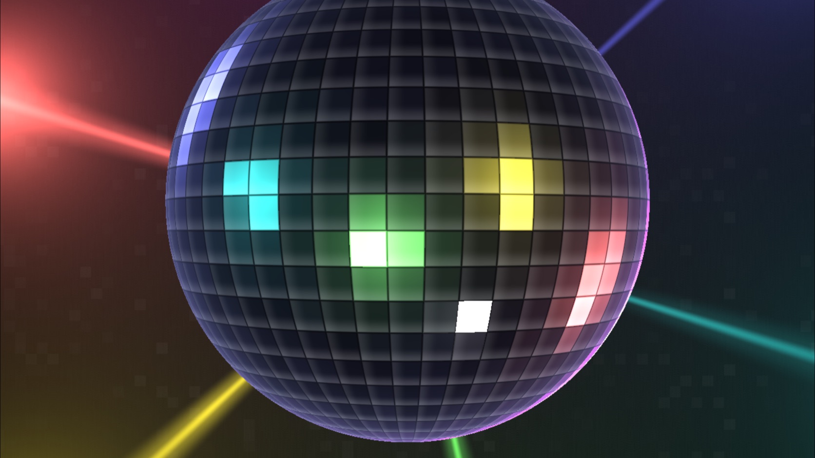 Theatrium’s new Mirrorball visualiser: a hyper-real disco ball scattering coloured light beams across the screen