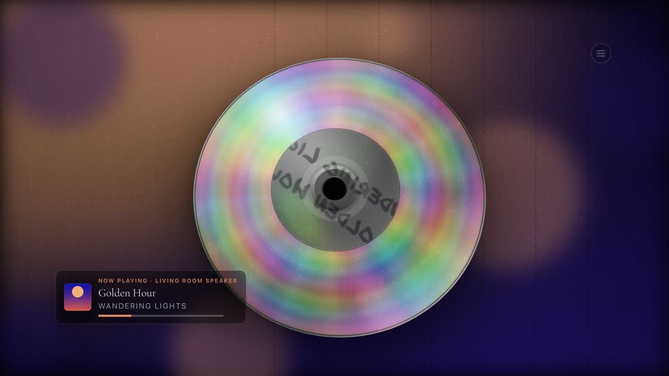 Theatrium’s Compact Disc visualizer scene on the Apple TV