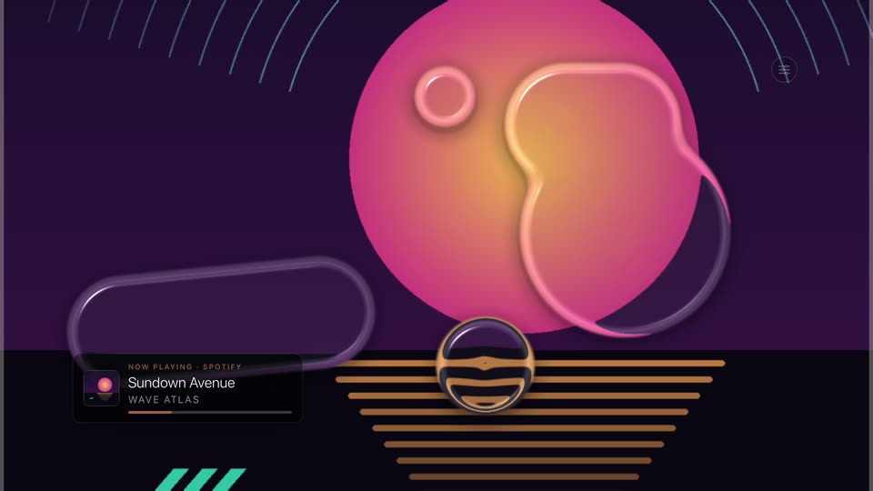 Theatrium’s Liquid Sand visualizer scene on the Apple TV