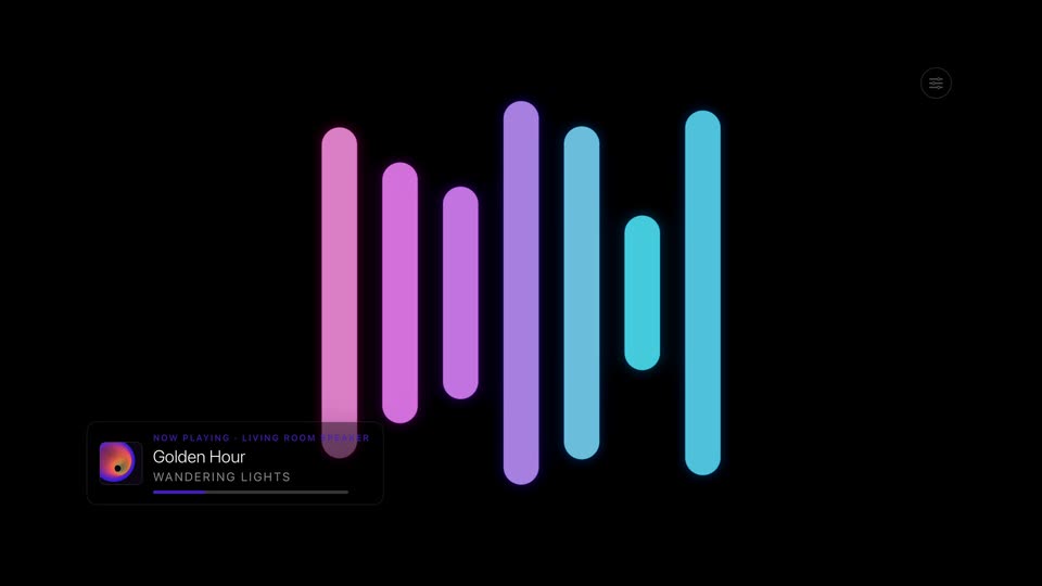 Theatrium’s Logo Bars visualizer scene on the Apple TV